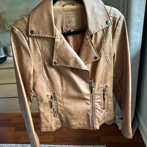 Faux brown leather jacket MAX STUDIO size small